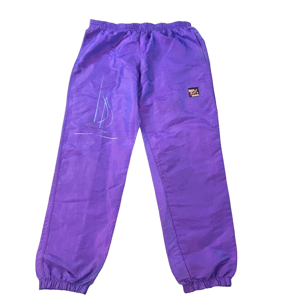 Vintage 90s Surf Style windbreaker pants men's large purple La Jolla California